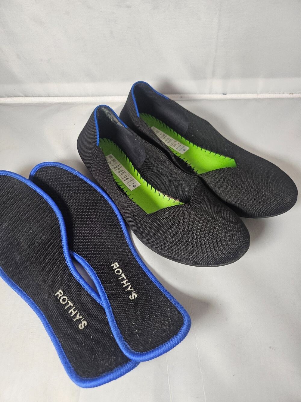 Rothy's The Point Black Solid Textile Ballet Flat Shoes WS11
